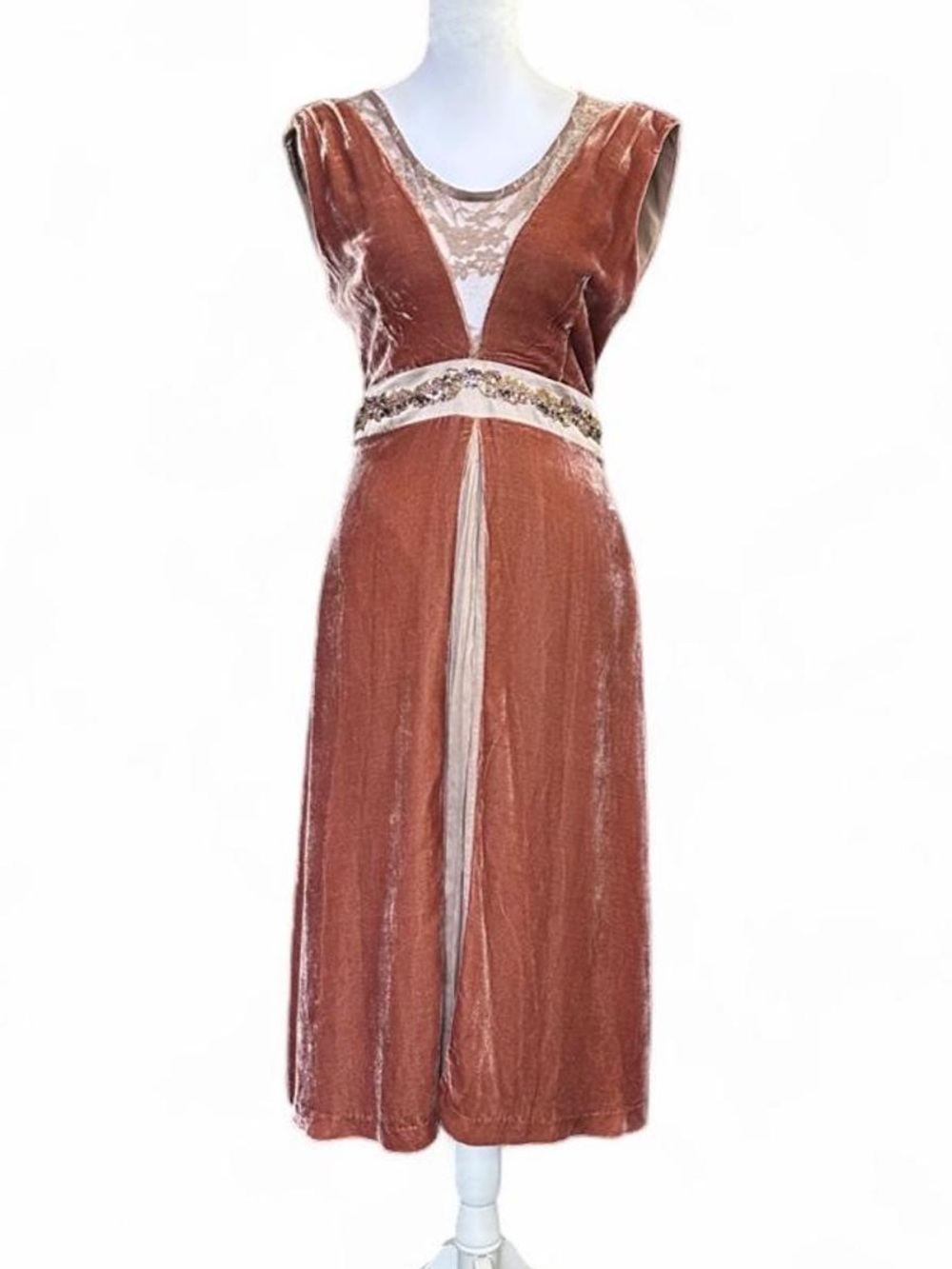 Saja for Anthropologie vintage look silk velvet 1920s style dress